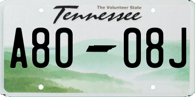 TN license plate A8008J