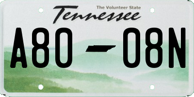 TN license plate A8008N