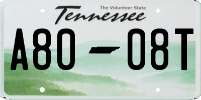 TN license plate A8008T