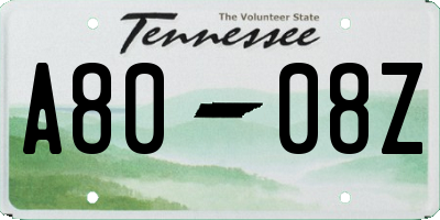TN license plate A8008Z