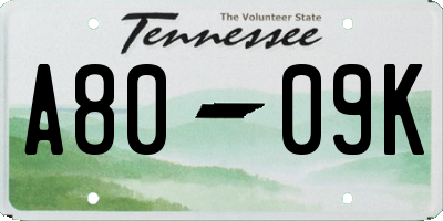 TN license plate A8009K