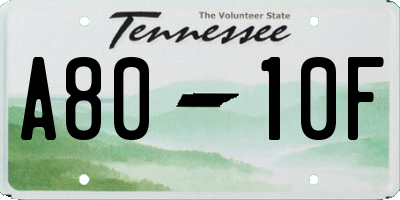 TN license plate A8010F