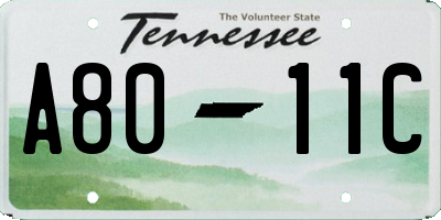 TN license plate A8011C