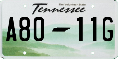 TN license plate A8011G