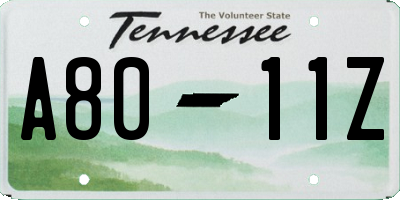 TN license plate A8011Z