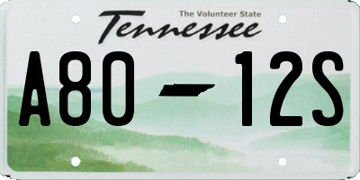 TN license plate A8012S