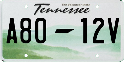 TN license plate A8012V