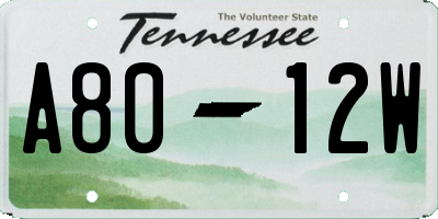 TN license plate A8012W
