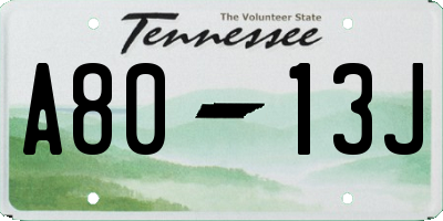 TN license plate A8013J