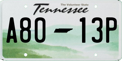 TN license plate A8013P