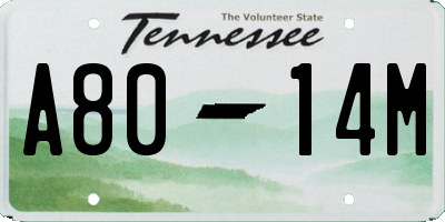 TN license plate A8014M