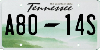 TN license plate A8014S