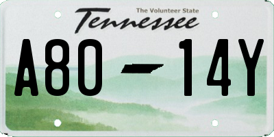 TN license plate A8014Y