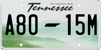 TN license plate A8015M