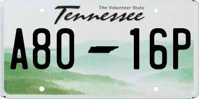 TN license plate A8016P