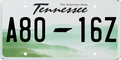 TN license plate A8016Z