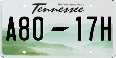 TN license plate A8017H