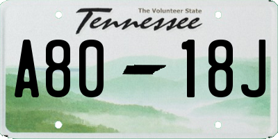 TN license plate A8018J