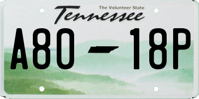 TN license plate A8018P