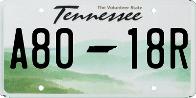 TN license plate A8018R