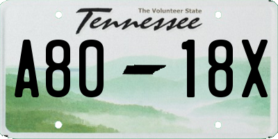 TN license plate A8018X