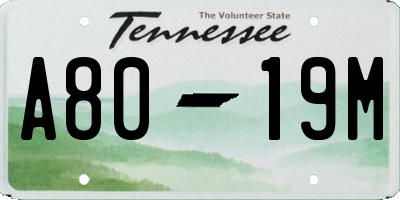 TN license plate A8019M