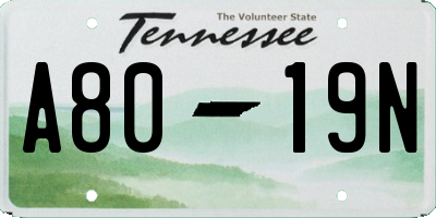 TN license plate A8019N