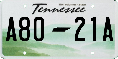 TN license plate A8021A