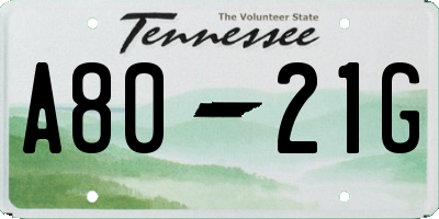 TN license plate A8021G