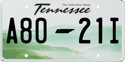 TN license plate A8021I