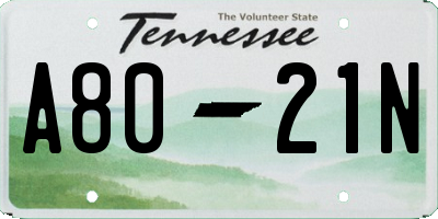 TN license plate A8021N