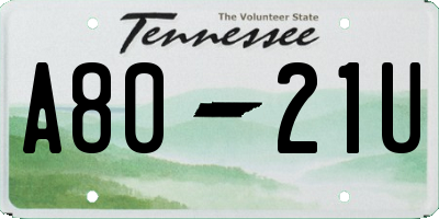 TN license plate A8021U