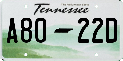 TN license plate A8022D