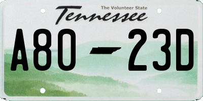 TN license plate A8023D