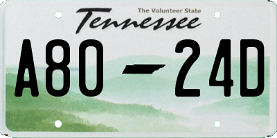 TN license plate A8024D