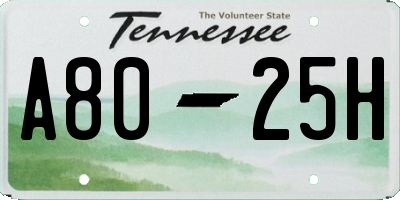 TN license plate A8025H