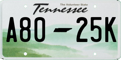 TN license plate A8025K