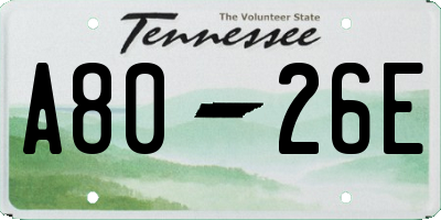 TN license plate A8026E