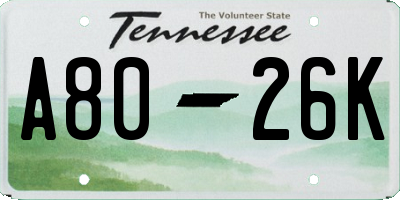 TN license plate A8026K