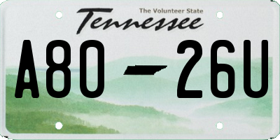 TN license plate A8026U
