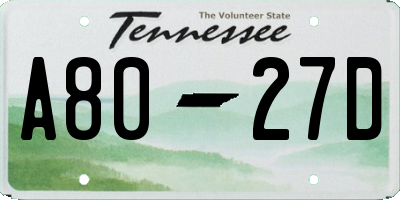 TN license plate A8027D