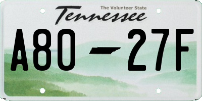 TN license plate A8027F