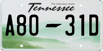 TN license plate A8031D