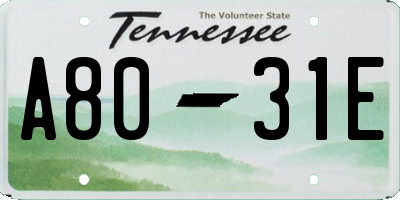 TN license plate A8031E