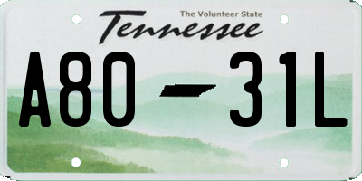 TN license plate A8031L