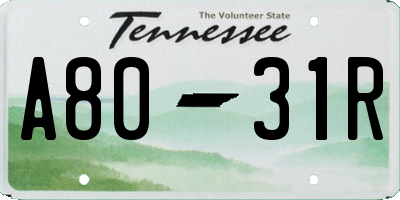 TN license plate A8031R