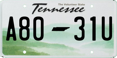 TN license plate A8031U