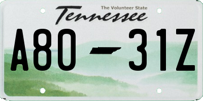 TN license plate A8031Z