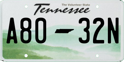 TN license plate A8032N
