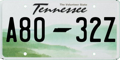 TN license plate A8032Z